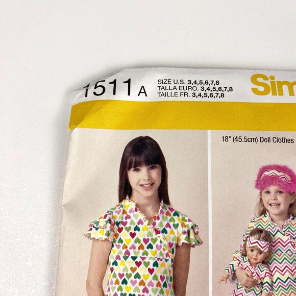Simplicity 1511 Sewing Pattern Girls Clothing Sz 3-8 & 18 Inch Doll UNCUT FF - Picture 9 of 9